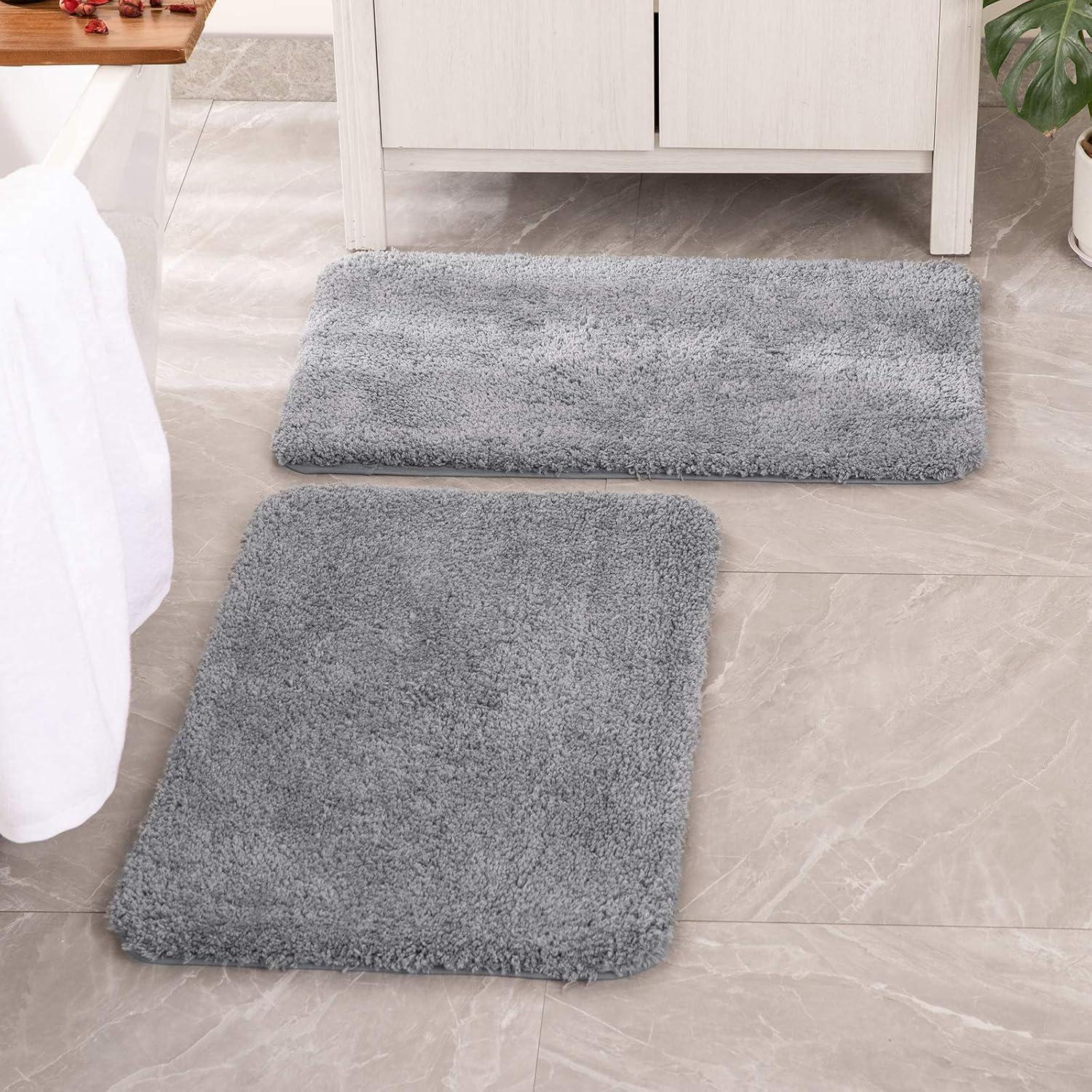 imageMIULEE Pink Bathroom Rugs Sets 2 Piece Including U Shaped Toilet Rug Soft Absorbent Bath Mats with Non Slip Rubber Backside for Bathroom Floor Tub Machine Washable Blush U 20x2420x30Grey