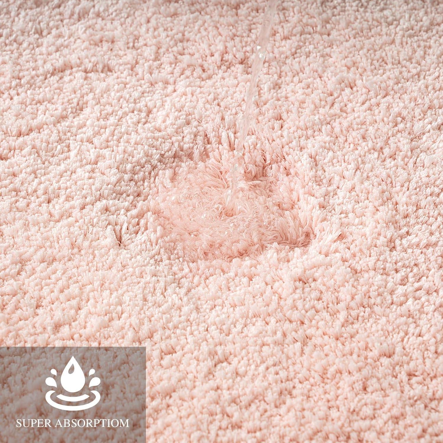 imageMIULEE Pink Bathroom Rugs Sets 2 Piece Including U Shaped Toilet Rug Soft Absorbent Bath Mats with Non Slip Rubber Backside for Bathroom Floor Tub Machine Washable Blush U 20x2420x30Blush