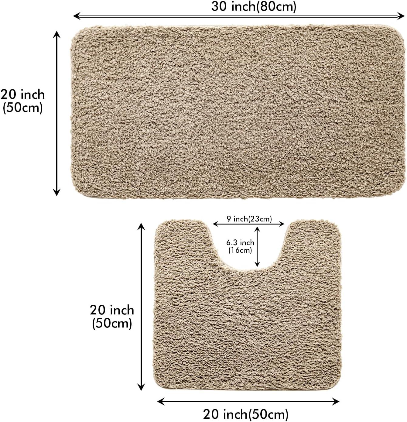 imageMIULEE Pink Bathroom Rugs Sets 2 Piece Including U Shaped Toilet Rug Soft Absorbent Bath Mats with Non Slip Rubber Backside for Bathroom Floor Tub Machine Washable Blush U 20x2420x30Tan