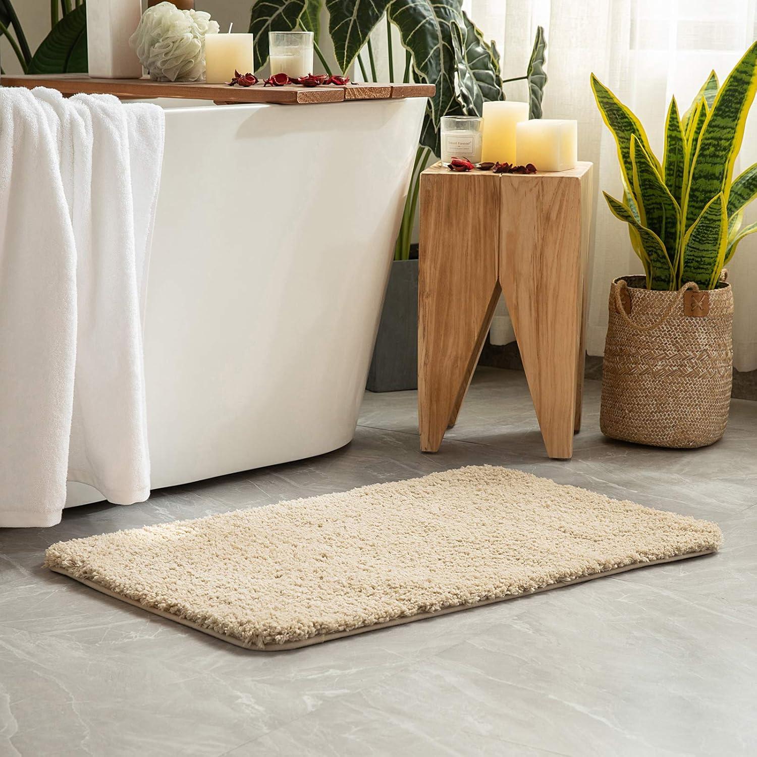 imageMIULEE Pink Bathroom Rugs Sets 2 Piece Including U Shaped Toilet Rug Soft Absorbent Bath Mats with Non Slip Rubber Backside for Bathroom Floor Tub Machine Washable Blush U 20x2420x30Camel