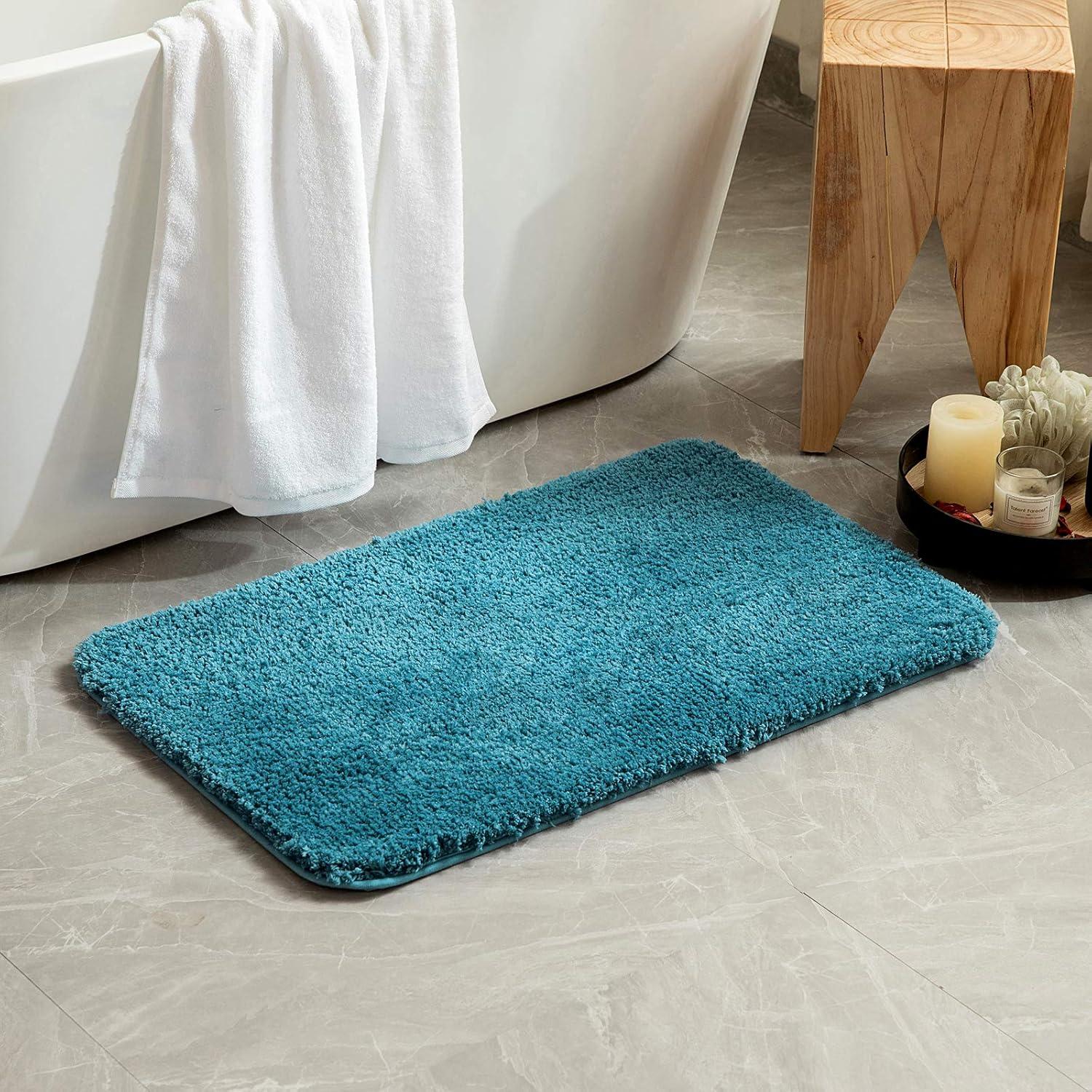 imageMIULEE Pink Bathroom Rugs Sets 2 Piece Including U Shaped Toilet Rug Soft Absorbent Bath Mats with Non Slip Rubber Backside for Bathroom Floor Tub Machine Washable Blush U 20x2420x30Teal