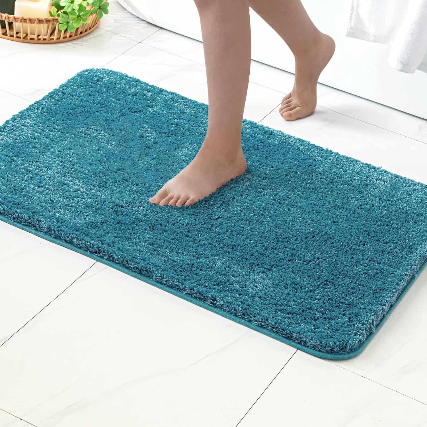 imageMIULEE Pink Bathroom Rugs Sets 2 Piece Including U Shaped Toilet Rug Soft Absorbent Bath Mats with Non Slip Rubber Backside for Bathroom Floor Tub Machine Washable Blush U 20x2420x30Teal