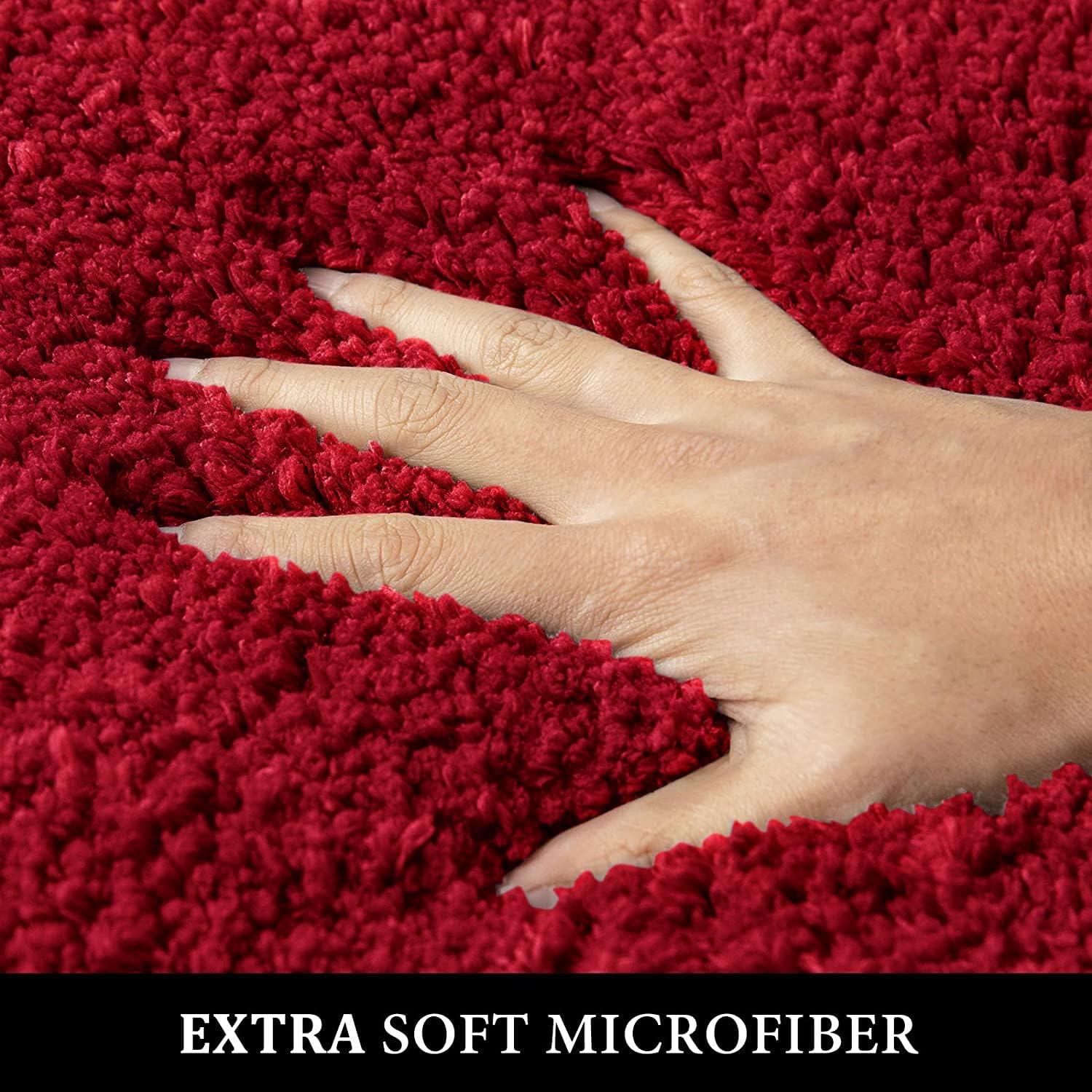 imageMIULEE Pink Bathroom Rugs Sets 2 Piece Including U Shaped Toilet Rug Soft Absorbent Bath Mats with Non Slip Rubber Backside for Bathroom Floor Tub Machine Washable Blush U 20x2420x30Red