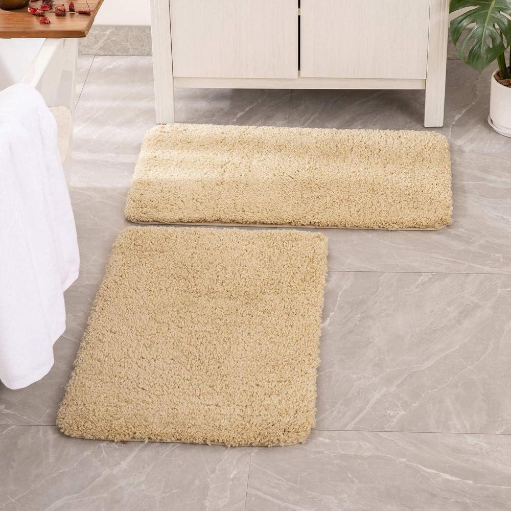 imageMIULEE Pink Bathroom Rugs Sets 2 Piece Including U Shaped Toilet Rug Soft Absorbent Bath Mats with Non Slip Rubber Backside for Bathroom Floor Tub Machine Washable Blush U 20x2420x30Camel
