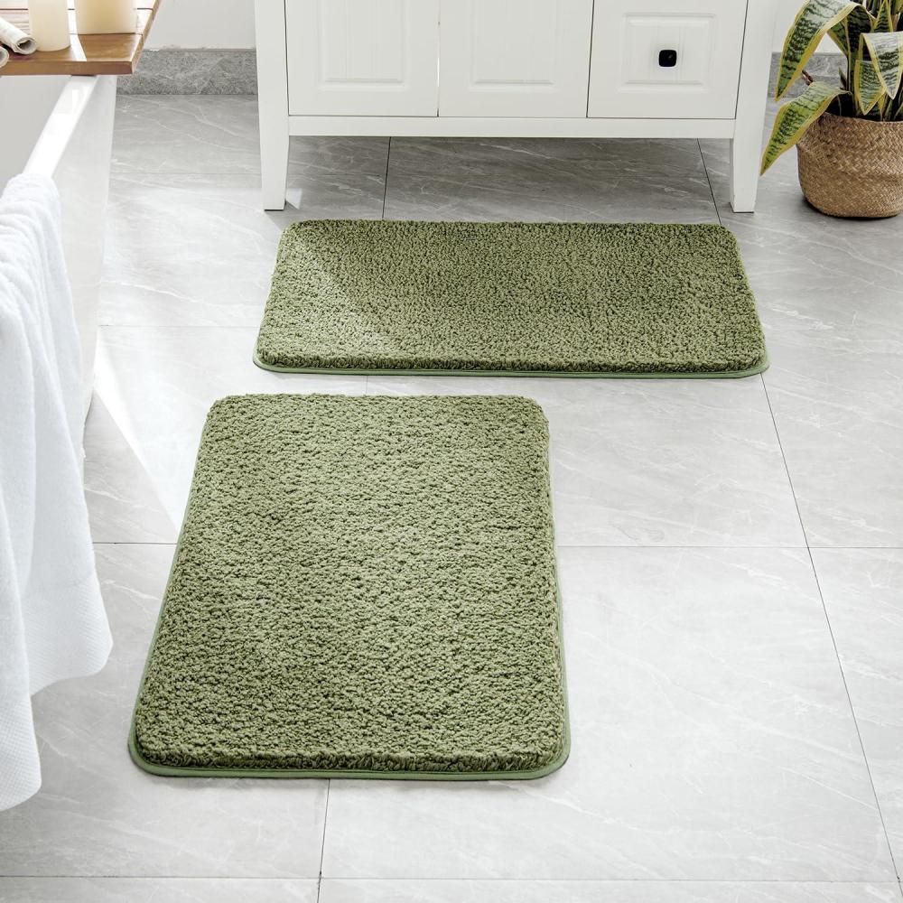 imageMIULEE Pink Bathroom Rugs Sets 2 Piece Including U Shaped Toilet Rug Soft Absorbent Bath Mats with Non Slip Rubber Backside for Bathroom Floor Tub Machine Washable Blush U 20x2420x30Sage