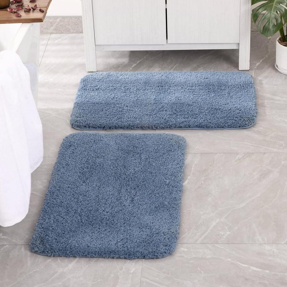 imageMIULEE Pink Bathroom Rugs Sets 2 Piece Including U Shaped Toilet Rug Soft Absorbent Bath Mats with Non Slip Rubber Backside for Bathroom Floor Tub Machine Washable Blush U 20x2420x30Dusty Blue