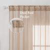 MIULEE 2 Panels Red Solid Color Sheer Christmas Window Curtains Elegant Window Voile Panels/Drapes/Treatment for Bedroom Living Room (54X54 Inches)(Brown)