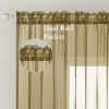 MIULEE 2 Panels Red Solid Color Sheer Christmas Window Curtains Elegant Window Voile Panels/Drapes/Treatment for Bedroom Living Room (54X54 Inches)(Dark Gold)