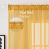 MIULEE 2 Panels Red Solid Color Sheer Christmas Window Curtains Elegant Window Voile Panels/Drapes/Treatment for Bedroom Living Room (54X54 Inches)(Gold)