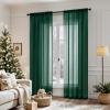 MIULEE 2 Panels Red Solid Color Sheer Christmas Window Curtains Elegant Window Voile Panels/Drapes/Treatment for Bedroom Living Room (54X54 Inches)(Hunter Green)