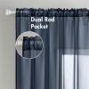 MIULEE 2 Panels Red Solid Color Sheer Christmas Window Curtains Elegant Window Voile Panels/Drapes/Treatment for Bedroom Living Room (54X54 Inches)(Navy Blue)