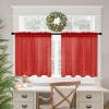 MIULEE 2 Panels Red Solid Color Sheer Christmas Window Curtains Elegant Window Voile Panels/Drapes/Treatment for Bedroom Living Room (54X54 Inches)(Red)