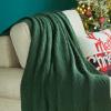 MIULEE Moss Green Knitted Throw Blanket for Couch Textured Knit Blanket with Tassels Cozy Woven Bed Blanket for Sofa Bed Chair Wave Pattern Spring Home Decor for All Seasons 50″x60″(Dark Green)