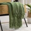 MIULEE Moss Green Knitted Throw Blanket for Couch Textured Knit Blanket with Tassels Cozy Woven Bed Blanket for Sofa Bed Chair Wave Pattern Spring Home Decor for All Seasons 50″x60″(Moss Green)