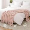 MIULEE Moss Green Knitted Throw Blanket for Couch Textured Knit Blanket with Tassels Cozy Woven Bed Blanket for Sofa Bed Chair Wave Pattern Spring Home Decor for All Seasons 50″x60″(Pink)