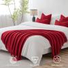 MIULEE Moss Green Knitted Throw Blanket for Couch Textured Knit Blanket with Tassels Cozy Woven Bed Blanket for Sofa Bed Chair Wave Pattern Spring Home Decor for All Seasons 50″x60″(Christmas Red)