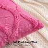 MIULEE Spring Decorative Throw Pillow Covers Hot Pink 20×20 Inch Set of 2, Soft Plush Faux Wool Couch Cushion Covers Farmhouse Throw Pillows for Couch Bed Sofa Living Room(Hot Pink)
