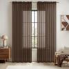 MIULEE 2 Panels Red Solid Color Sheer Christmas Window Curtains Elegant Window Voile Panels/Drapes/Treatment for Bedroom Living Room (54X54 Inches)(Chocolate Brown)