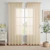 MIULEE 2 Panels Red Solid Color Sheer Christmas Window Curtains Elegant Window Voile Panels/Drapes/Treatment for Bedroom Living Room (54X54 Inches)(Cream)