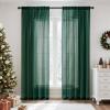 MIULEE 2 Panels Red Solid Color Sheer Christmas Window Curtains Elegant Window Voile Panels/Drapes/Treatment for Bedroom Living Room (54X54 Inches)(Hunter Green)