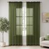 MIULEE 2 Panels Red Solid Color Sheer Christmas Window Curtains Elegant Window Voile Panels/Drapes/Treatment for Bedroom Living Room (54X54 Inches)(Olive Green)