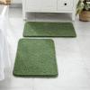 MIULEE Pink Bathroom Rugs Sets 2 Piece Including U Shaped Toilet Rug – Soft Absorbent Bath Mats with Non Slip Rubber Backside for Bathroom Floor, Tub – Machine Washable – Blush, U 20”x24”+20”x30”(Moss Green)