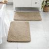 MIULEE Pink Bathroom Rugs Sets 2 Piece Including U Shaped Toilet Rug – Soft Absorbent Bath Mats with Non Slip Rubber Backside for Bathroom Floor, Tub – Machine Washable – Blush, U 20”x24”+20”x30”(Tan)