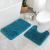 MIULEE Pink Bathroom Rugs Sets 2 Piece Including U Shaped Toilet Rug – Soft Absorbent Bath Mats with Non Slip Rubber Backside for Bathroom Floor, Tub – Machine Washable – Blush, U 20”x24”+20”x30”(Teal)