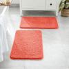 MIULEE Pink Bathroom Rugs Sets 2 Piece Including U Shaped Toilet Rug – Soft Absorbent Bath Mats with Non Slip Rubber Backside for Bathroom Floor, Tub – Machine Washable – Blush, U 20”x24”+20”x30”(Living Coral)