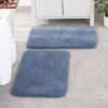 MIULEE Pink Bathroom Rugs Sets 2 Piece Including U Shaped Toilet Rug – Soft Absorbent Bath Mats with Non Slip Rubber Backside for Bathroom Floor, Tub – Machine Washable – Blush, U 20”x24”+20”x30”(Dusty Blue)