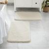 MIULEE Pink Bathroom Rugs Sets 2 Piece Including U Shaped Toilet Rug – Soft Absorbent Bath Mats with Non Slip Rubber Backside for Bathroom Floor, Tub – Machine Washable – Blush, U 20”x24”+20”x30”(Ivory)