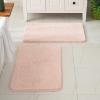 MIULEE Pink Bathroom Rugs Sets 2 Piece Including U Shaped Toilet Rug – Soft Absorbent Bath Mats with Non Slip Rubber Backside for Bathroom Floor, Tub – Machine Washable – Blush, U 20”x24”+20”x30”(Blush)