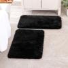 MIULEE Pink Bathroom Rugs Sets 2 Piece Including U Shaped Toilet Rug – Soft Absorbent Bath Mats with Non Slip Rubber Backside for Bathroom Floor, Tub – Machine Washable – Blush, U 20”x24”+20”x30”(Black)