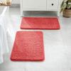 MIULEE Pink Bathroom Rugs Sets 2 Piece Including U Shaped Toilet Rug – Soft Absorbent Bath Mats with Non Slip Rubber Backside for Bathroom Floor, Tub – Machine Washable – Blush, U 20”x24”+20”x30”(Coral)