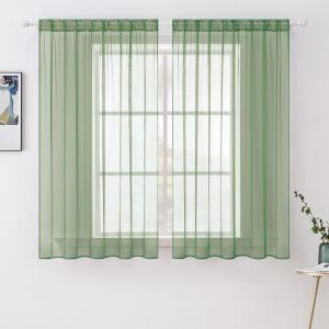 MIULEE 2 Panels Red Solid Color Sheer Christmas Window Curtains Elegant Window Voile Panels/Drapes/Treatment for Bedroom Living Room (54X54 Inches)(Sage)