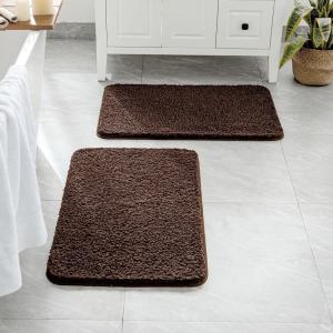 MIULEE Pink Bathroom Rugs Sets 2 Piece Including U Shaped Toilet Rug – Soft Absorbent Bath Mats with Non Slip Rubber Backside for Bathroom Floor, Tub – Machine Washable – Blush, U 20”x24”+20”x30”(Brown)