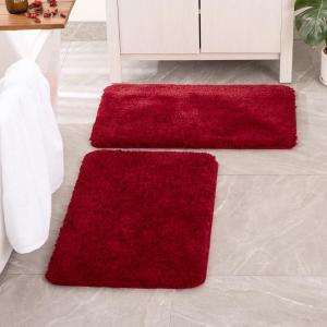 MIULEE Pink Bathroom Rugs Sets 2 Piece Including U Shaped Toilet Rug – Soft Absorbent Bath Mats with Non Slip Rubber Backside for Bathroom Floor, Tub – Machine Washable – Blush, U 20”x24”+20”x30”(Red)