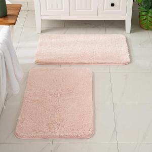 MIULEE Pink Bathroom Rugs Sets 2 Piece Including U Shaped Toilet Rug – Soft Absorbent Bath Mats with Non Slip Rubber Backside for Bathroom Floor, Tub – Machine Washable – Blush, U 20”x24”+20”x30”(Blush)