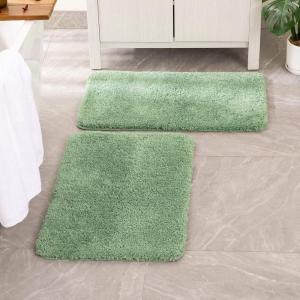 MIULEE Pink Bathroom Rugs Sets 2 Piece Including U Shaped Toilet Rug – Soft Absorbent Bath Mats with Non Slip Rubber Backside for Bathroom Floor, Tub – Machine Washable – Blush, U 20”x24”+20”x30”(Sage Green)