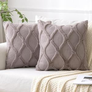 MIULEE Spring Decorative Throw Pillow Covers Hot Pink 20×20 Inch Set of 2, Soft Plush Faux Wool Couch Cushion Covers Farmhouse Throw Pillows for Couch Bed Sofa Living Room(Taupe)