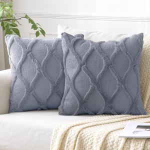 MIULEE Spring Decorative Throw Pillow Covers Hot Pink 20×20 Inch Set of 2, Soft Plush Faux Wool Couch Cushion Covers Farmhouse Throw Pillows for Couch Bed Sofa Living Room(Grey Blue)
