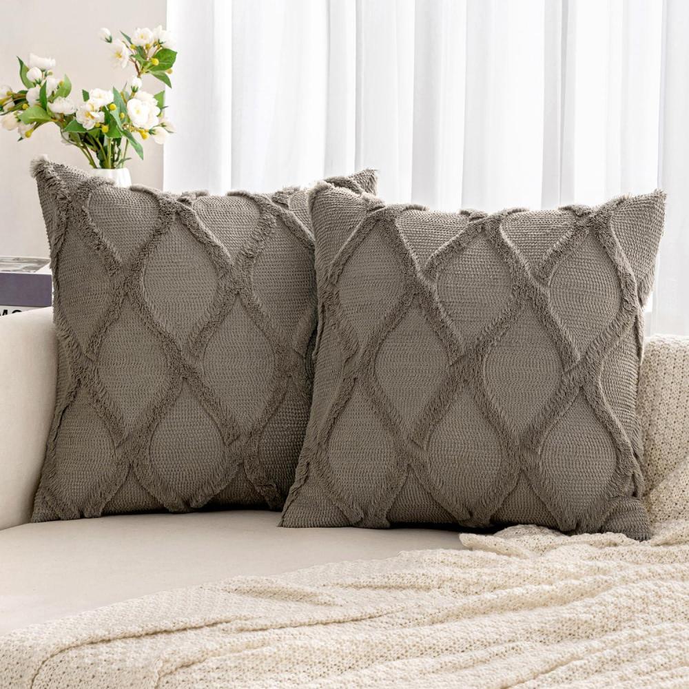 imageMIULEE Spring Decorative Throw Pillow Covers Mustard Yellow 18x18 Inch Set of 2 Soft Plush Faux Wool Couch Cushion Covers Farmhouse Throw Pillows for Couch Bed Sofa Living RoomDark Grey
