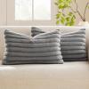 MIULEE Faux Fur Plush Decorative Throw Pillow Covers Set of 2 Luxury Soft Fluffy Striped Cute Pillowcases Cushion for Spring Sofa Couch Bed Living Room White 18×18 Inch(Light Grey)