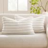 MIULEE Faux Fur Plush Decorative Throw Pillow Covers Set of 2 Luxury Soft Fluffy Striped Cute Pillowcases Cushion for Spring Sofa Couch Bed Living Room White 18×18 Inch(White)