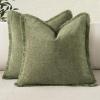 MIULEE Decorative Mustard Yellow Throw Pillow Covers 18×18 Inch Set of 2 Soft Boho Farmhouse Couch Pillow Covers with Tassels Chenille Accent Pillowcases for Spring Sofa Bed Living Room Home Decor(Sage Green)