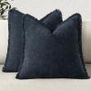 MIULEE Decorative Mustard Yellow Throw Pillow Covers 18×18 Inch Set of 2 Soft Boho Farmhouse Couch Pillow Covers with Tassels Chenille Accent Pillowcases for Spring Sofa Bed Living Room Home Decor(Navy Blue)