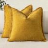 MIULEE Decorative Mustard Yellow Throw Pillow Covers 18×18 Inch Set of 2 Soft Boho Farmhouse Couch Pillow Covers with Tassels Chenille Accent Pillowcases for Spring Sofa Bed Living Room Home Decor(Mustard Yellow)