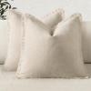 MIULEE Decorative Mustard Yellow Throw Pillow Covers 18×18 Inch Set of 2 Soft Boho Farmhouse Couch Pillow Covers with Tassels Chenille Accent Pillowcases for Spring Sofa Bed Living Room Home Decor(Cream White)