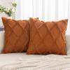 MIULEE Spring Decorative Throw Pillow Covers Mustard Yellow 18×18 Inch Set of 2, Soft Plush Faux Wool Couch Cushion Covers Farmhouse Throw Pillows for Couch Bed Sofa Living Room(Dark Rust)