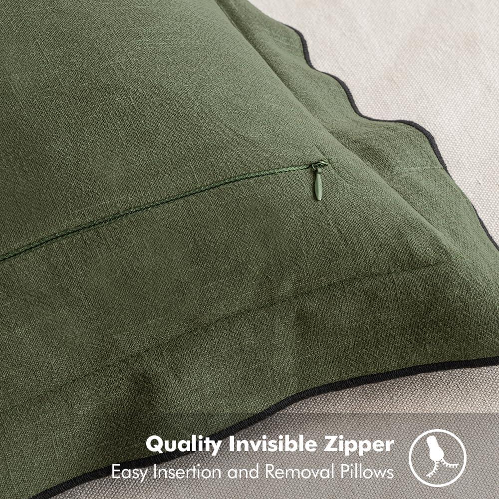 imageMIULEE Linen Throw Pillow Covers 2 Piece 20x20 Inch Blue Boho Euro Pillowcases for Bed to Infuse Elegance Ideal for Sofa Couch Cushion in Home Decor UpgradeDark Olive Green